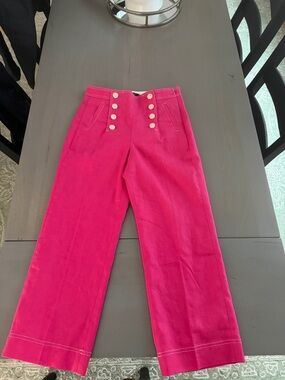 J. Crew Hot Pink Sailor-Inspired High-Waist Pants